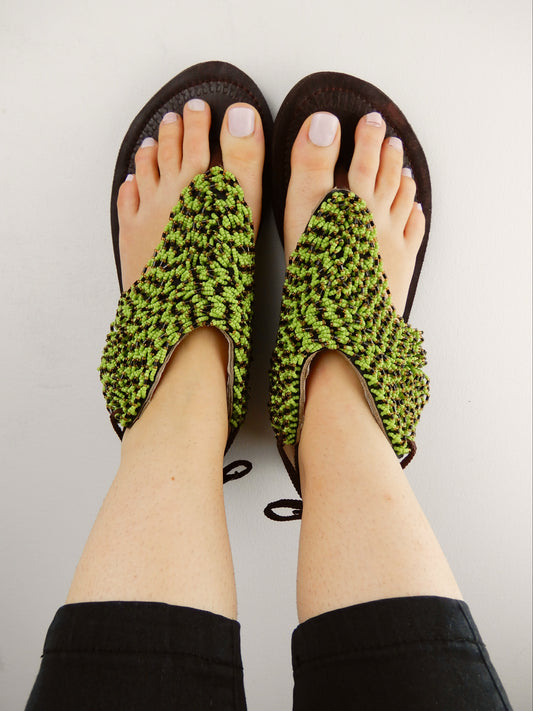 Green Sandals Leather