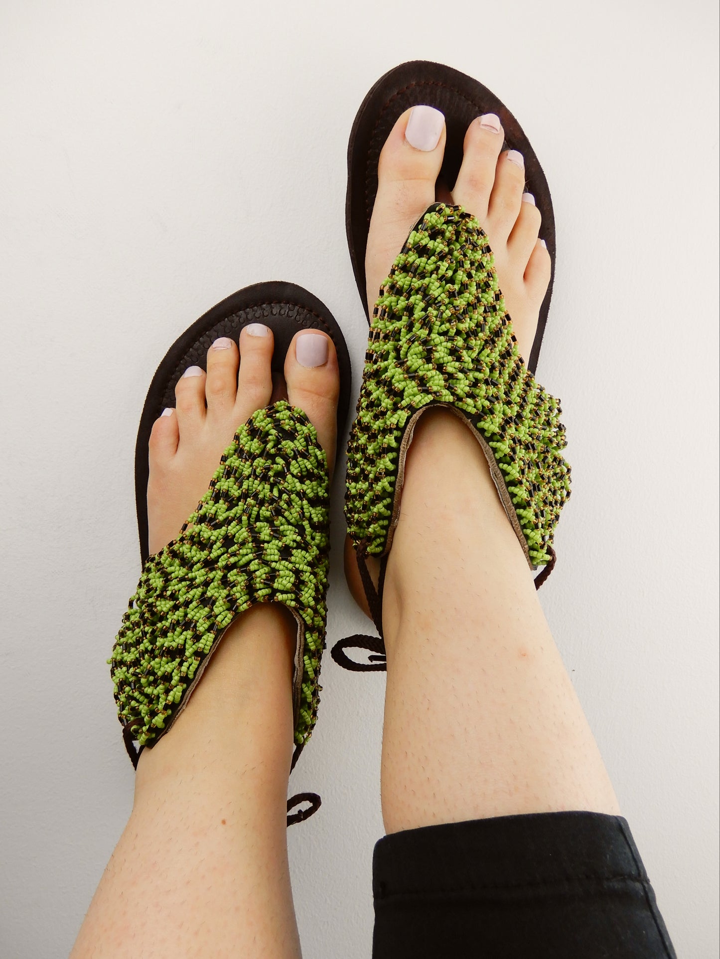 Green Sandals Leather