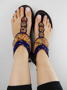 Navy Leather Sandals