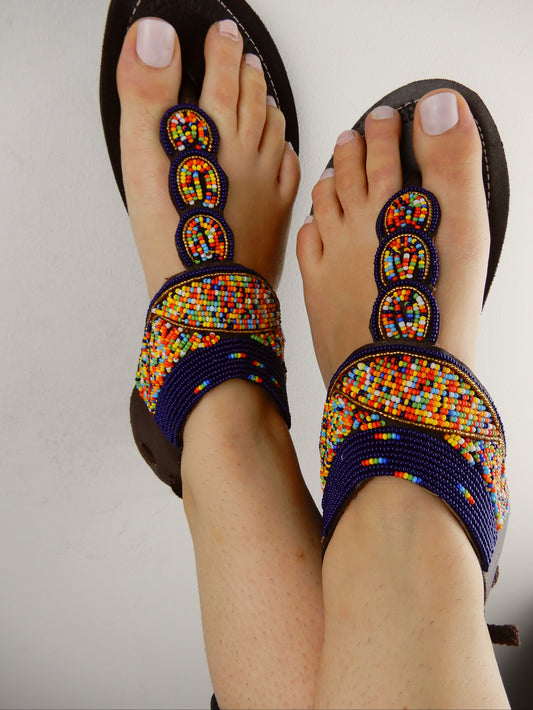Navy Leather Sandals