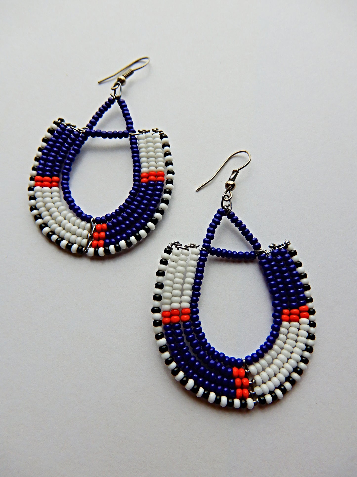 White and Blue Earrings