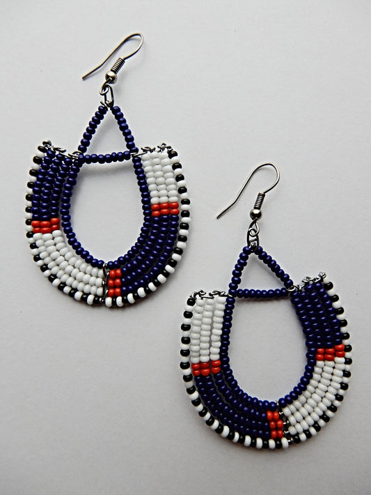 White and Blue Earrings