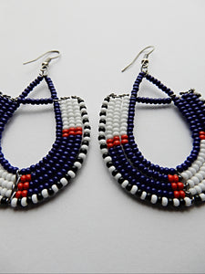 White and Blue Earrings