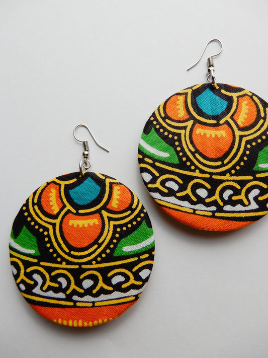 Orange African Fabric Earrings
