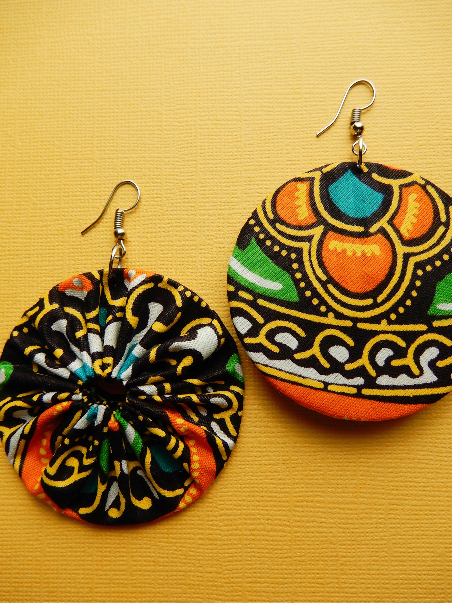 Orange African Fabric Earrings