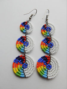 Drop White and Rainbow Earrings