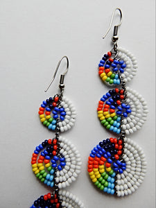 Drop White and Rainbow Earrings