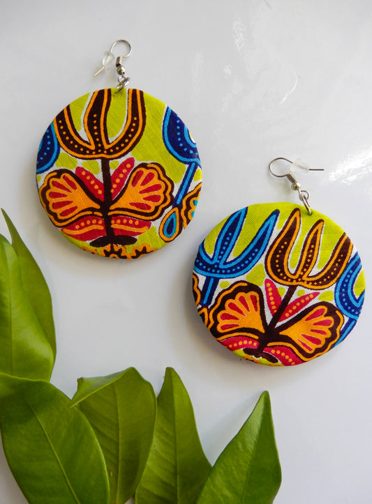 Wax Print Fabric Earrings - Afrix Style
