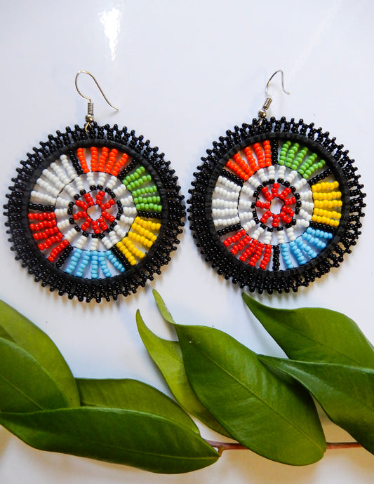 African Beaded Earrings - Circle Earrings