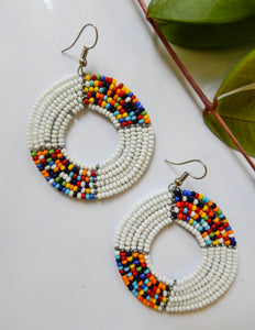 Beaded Earrings White - Afrix Style