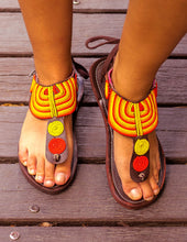 Load image into Gallery viewer, Orange Leather Sandals | Afrix Style
