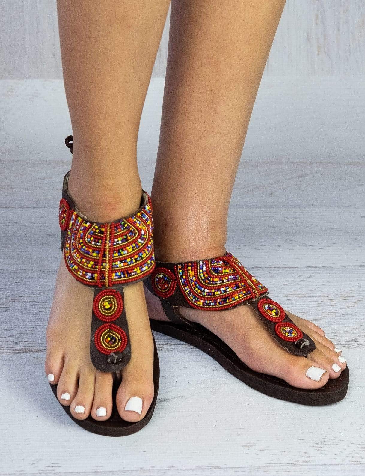 Afrix Style 37 (size 6) Red Sandals Leather