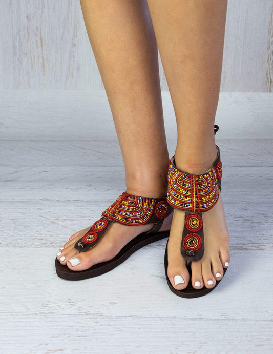 Afrix Style 37 (size 6) Red Sandals Leather