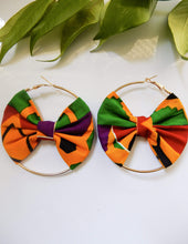 Load image into Gallery viewer, Afrix Style Gold Hoop Fabric Earrings
