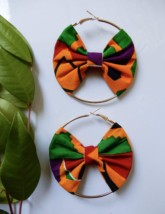 Afrix Style Gold Hoop Fabric Earrings