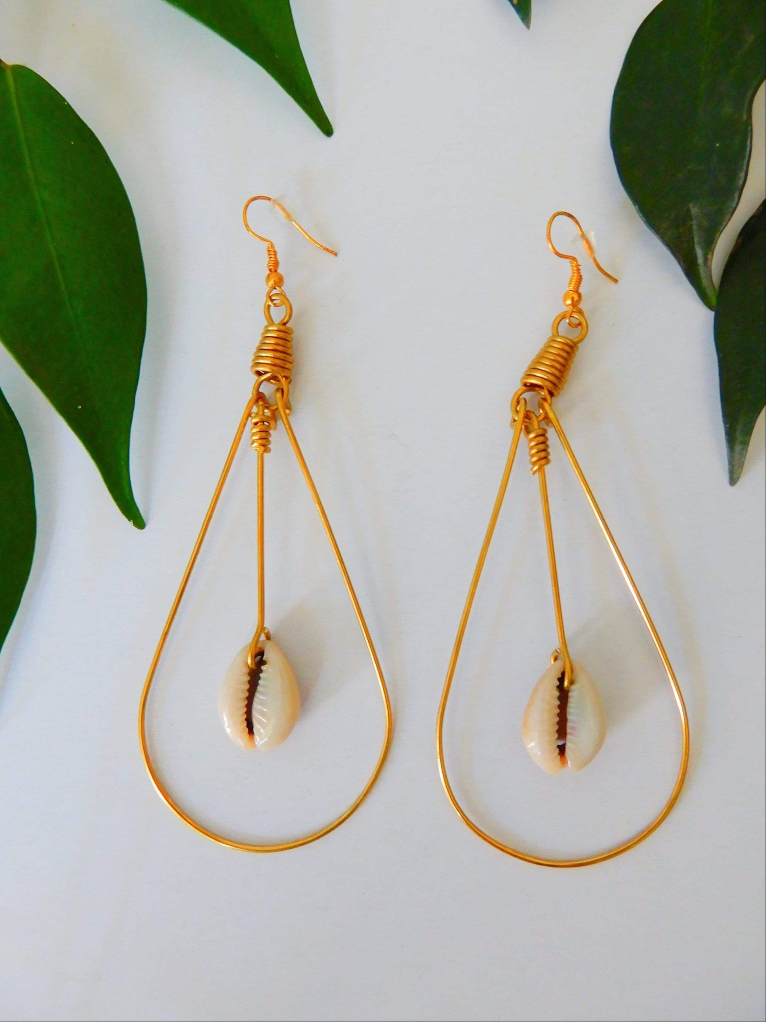 Afrix Style Looped Base Shell Earrings