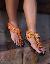 Load image into Gallery viewer, Afrix Style Orange Scattered Sandal
