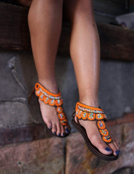 Afrix Style Orange Scattered Sandal