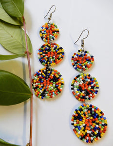Afrix Style Rainbow Three Circle Drop Earrings