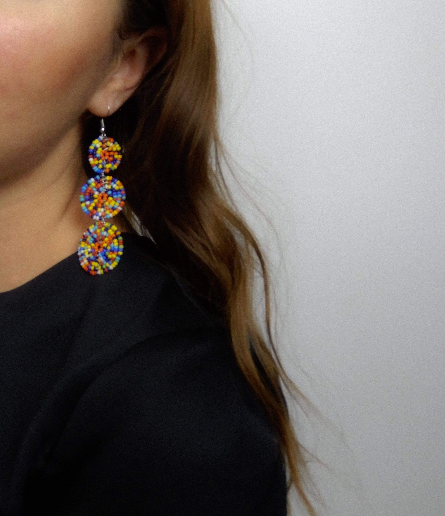 Afrix Style Rainbow Three Circle Drop Earrings