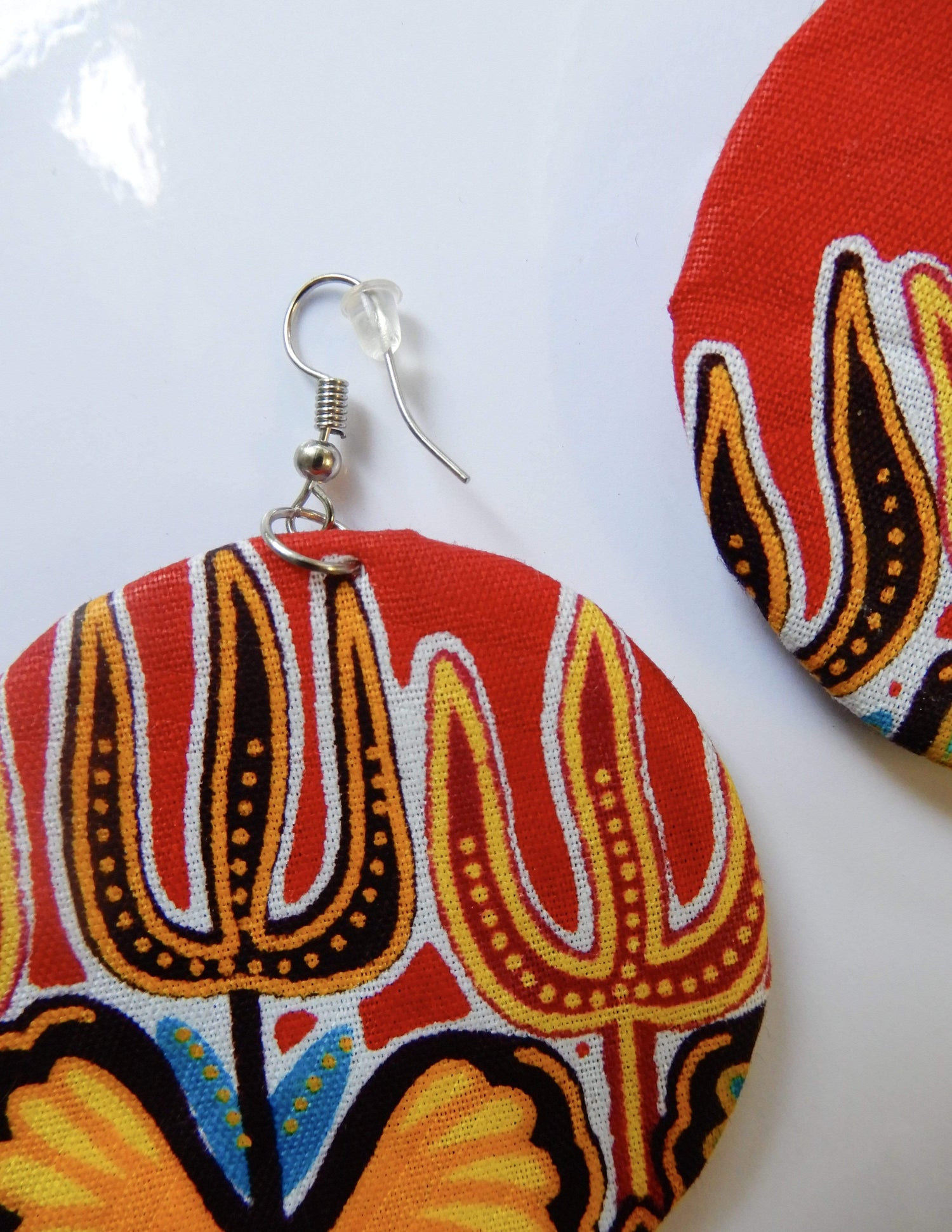 Afrix Style Red Fabric Earrings