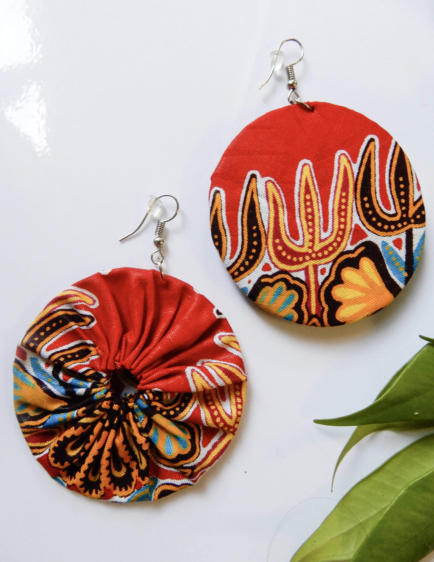 Afrix Style Red Fabric Earrings