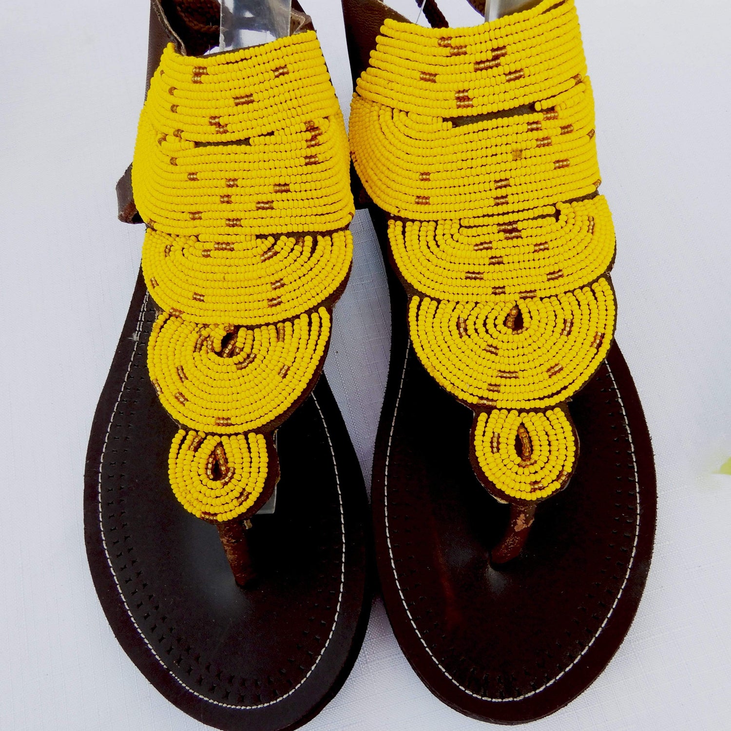 Afrix Style Shoes 38 (size 7) Yellow Summer Sandals