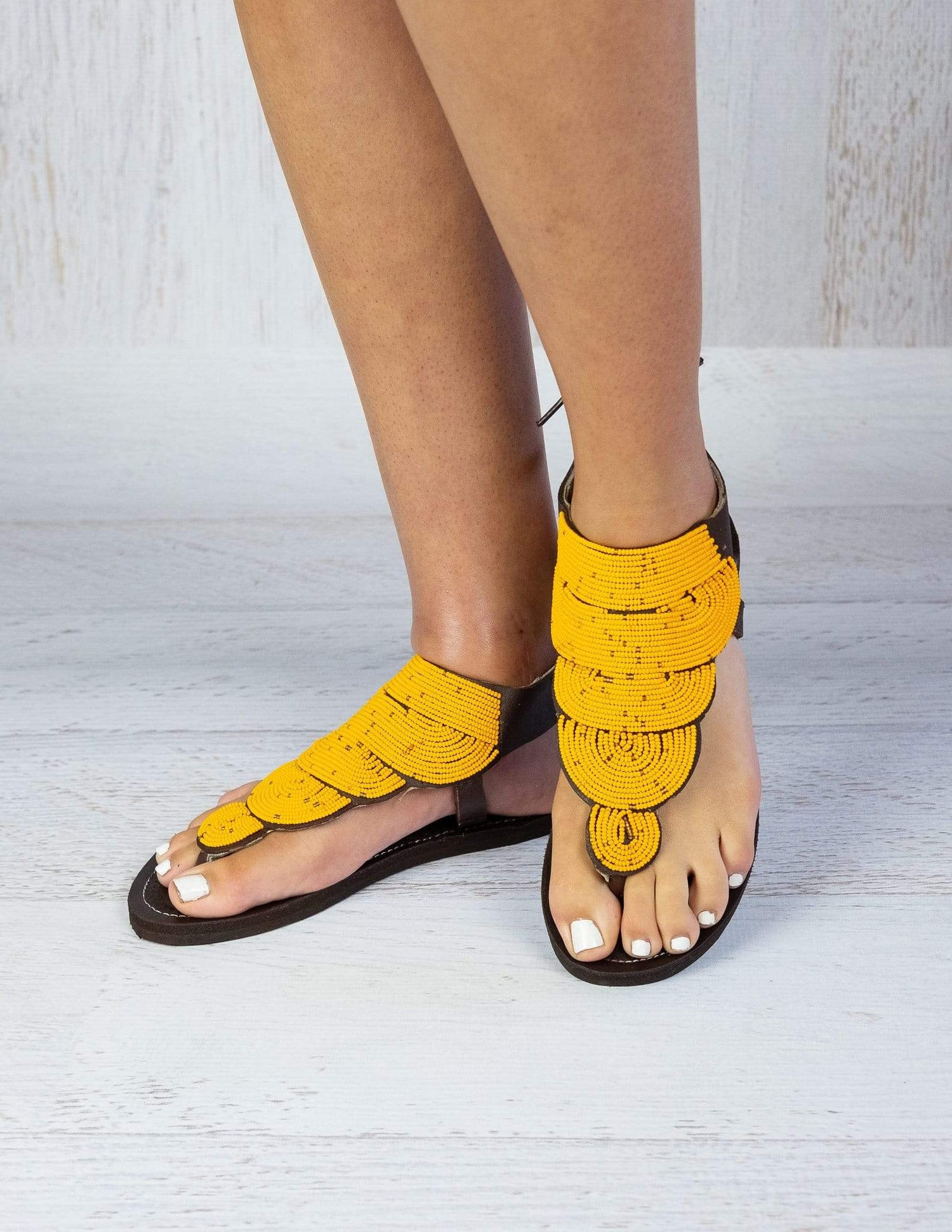 Afrix Style Shoes 38 (size 7) Yellow Summer Sandals