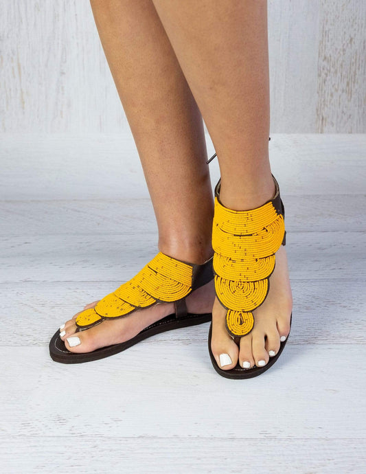 Afrix Style Shoes 38 (size 7) Yellow Summer Sandals