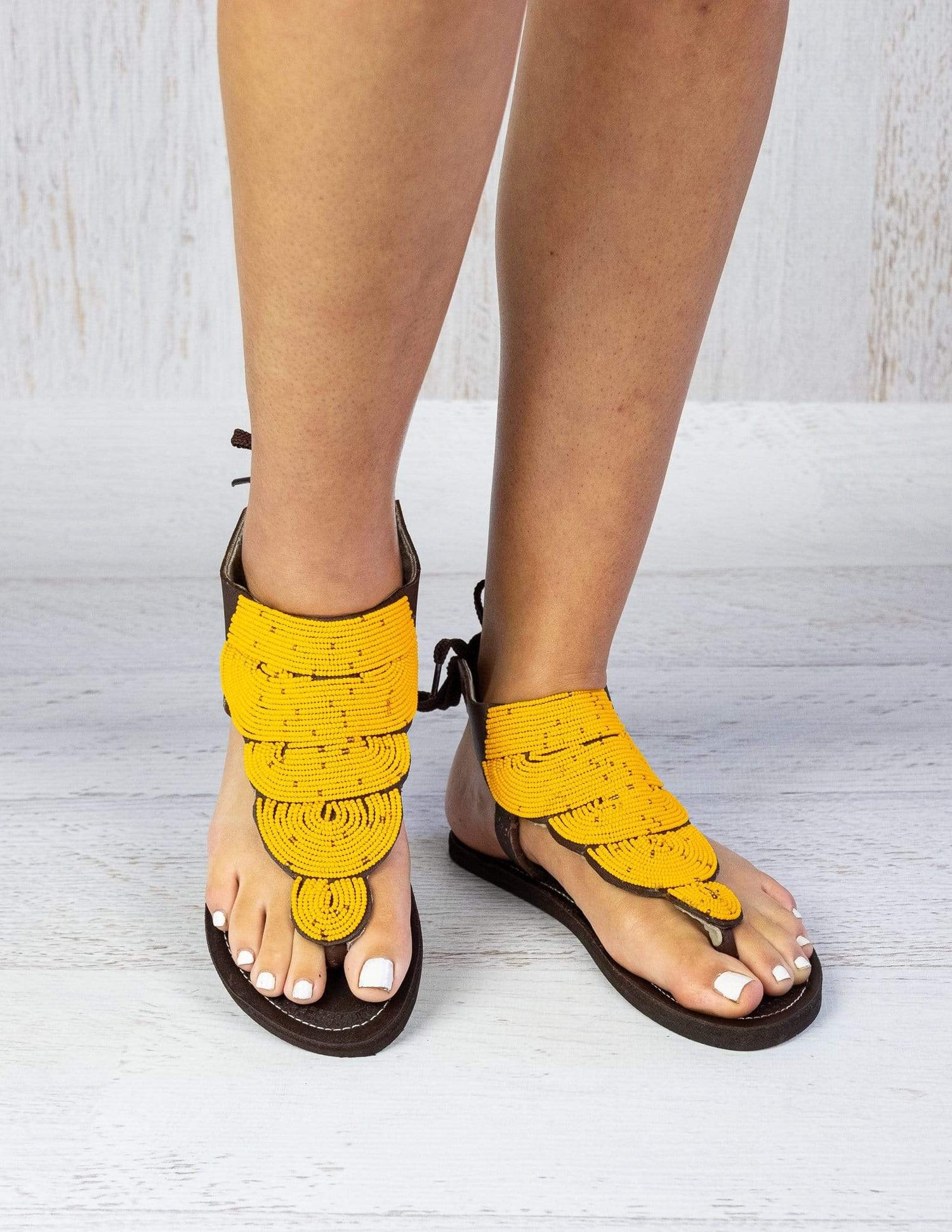 Afrix Style Shoes 38 (size 7) Yellow Summer Sandals