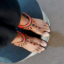 Load image into Gallery viewer, Afrix Style Shoes Red/Black Leather Sandals
