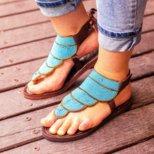 Load image into Gallery viewer, Afrix Style Shoes Summer Sandals Blue
